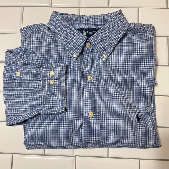 Ralph Lauren Other - Ralph Lauren Mens Long Sleeve Button Up Blue Plaid Classic Fit XXL